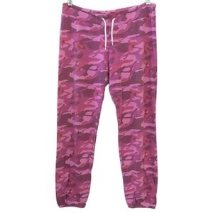 Monrow - Small Pink Camo Drawstring Joggers - Sweatpants Track Pants Camouflage